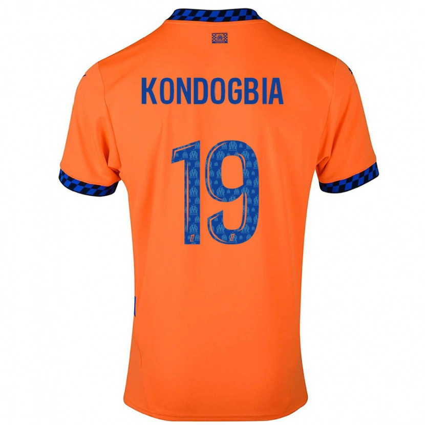 Danxen Femme Maillot Geoffrey Kondogbia #19 Orange Bleu Foncé Troisieme 2024/25 T-Shirt