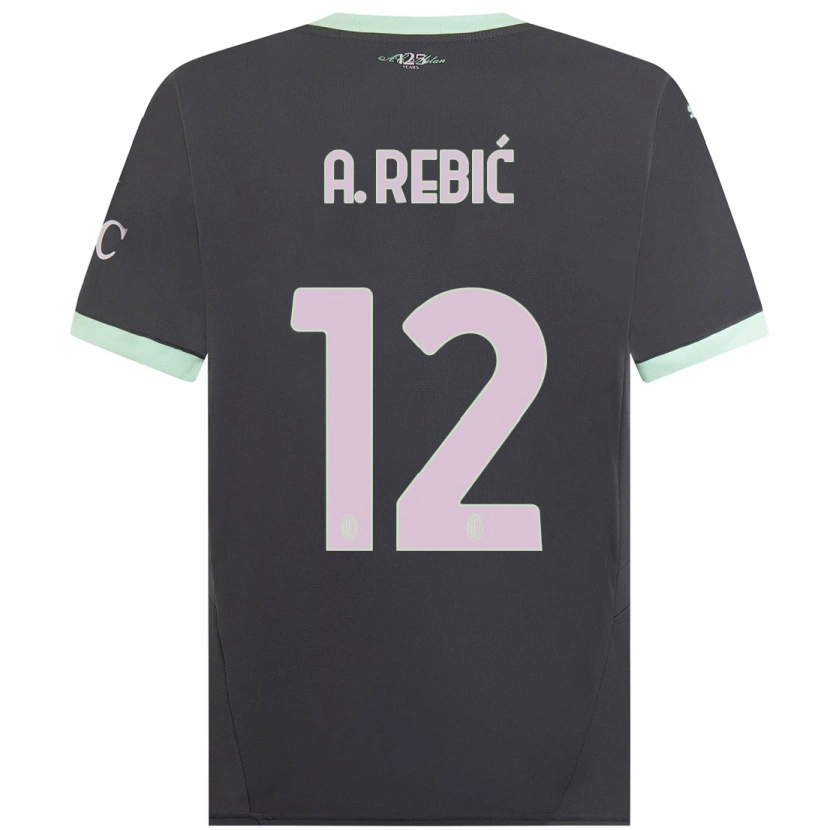 Danxen Femme Maillot Ante Rebic #12 Gris Troisieme 2024/25 T-Shirt