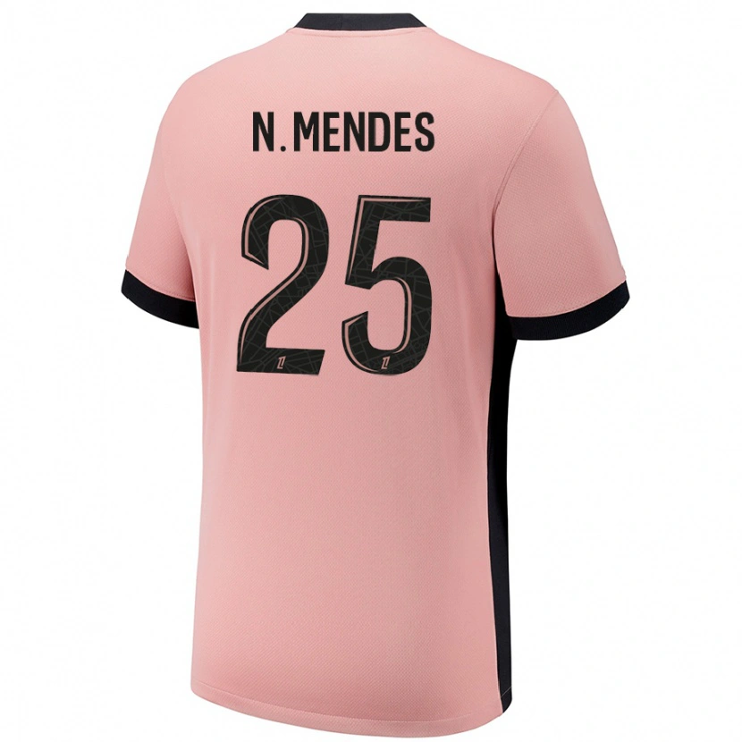 Danxen Femme Maillot Nuno Mendes #25 Rouille Rose Troisieme 2024/25 T-Shirt