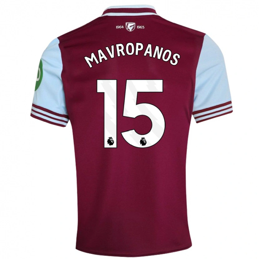 Danxen Enfant Maillot Konstantinos Mavropanos #15 Rouge Foncé Tenues Domicile 2024/25 T-Shirt