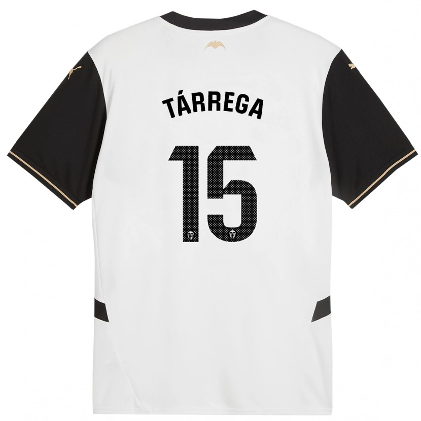 Danxen Enfant Maillot César Tárrega #15 Blanc Noir Tenues Domicile 2024/25 T-Shirt
