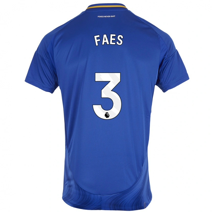 Danxen Enfant Maillot Wout Faes #3 Bleu Blanc Tenues Domicile 2024/25 T-Shirt