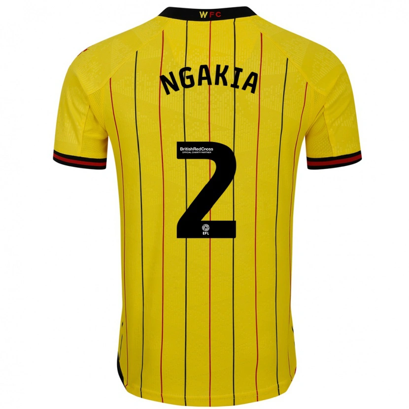 Danxen Enfant Maillot Jeremy Ngakia #2 Jaune Et Noir Tenues Domicile 2024/25 T-Shirt