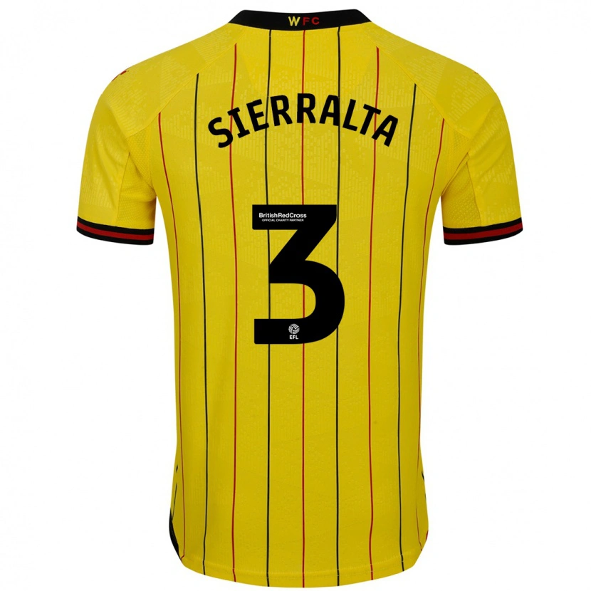 Danxen Enfant Maillot Francisco Sierralta #3 Jaune Et Noir Tenues Domicile 2024/25 T-Shirt