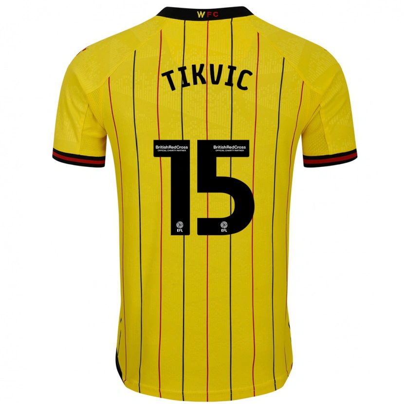 Danxen Enfant Maillot Antonio Tikvic #15 Jaune Et Noir Tenues Domicile 2024/25 T-Shirt