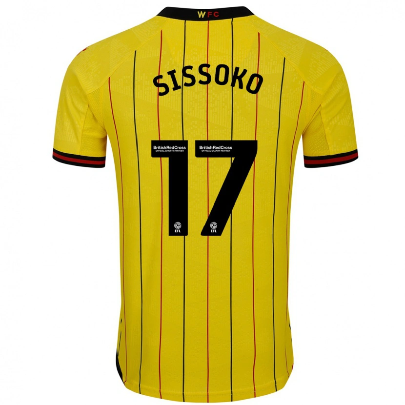 Danxen Enfant Maillot Moussa Sissoko #17 Jaune Et Noir Tenues Domicile 2024/25 T-Shirt
