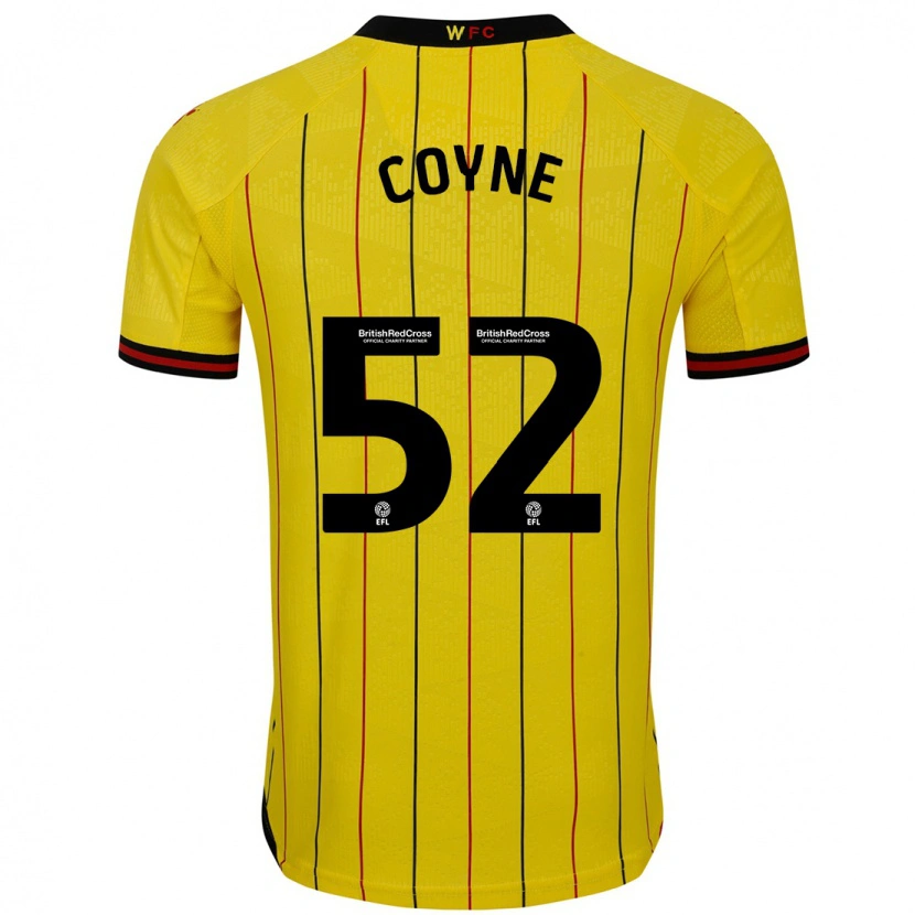 Danxen Enfant Maillot Aidan Coyne #52 Jaune Et Noir Tenues Domicile 2024/25 T-Shirt