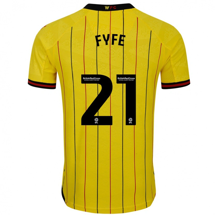 Danxen Enfant Maillot Flo Fyfe #21 Jaune Et Noir Tenues Domicile 2024/25 T-Shirt
