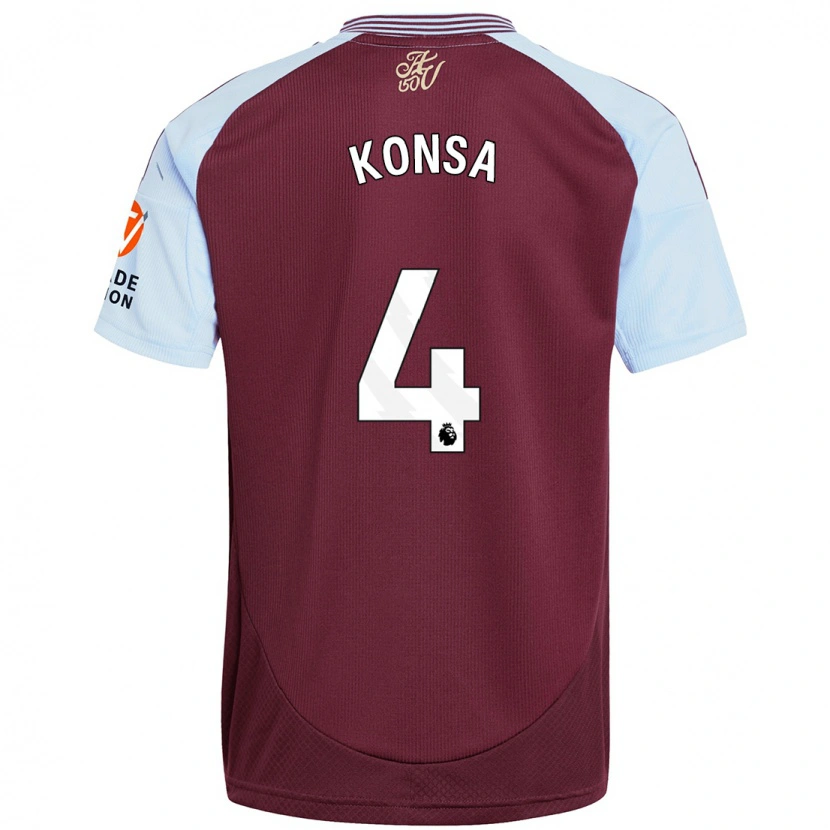 Danxen Enfant Maillot Ezri Konsa #4 Bordeaux Bleu Ciel Tenues Domicile 2024/25 T-Shirt