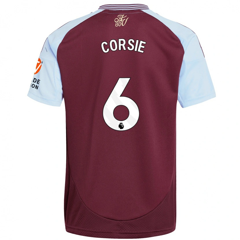 Danxen Enfant Maillot Rachel Corsie #6 Bordeaux Bleu Ciel Tenues Domicile 2024/25 T-Shirt