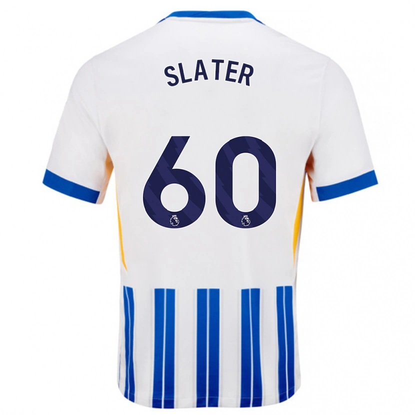 Danxen Enfant Maillot Jacob Slater #60 Blanc Bleu À Rayures Fines Tenues Domicile 2024/25 T-Shirt