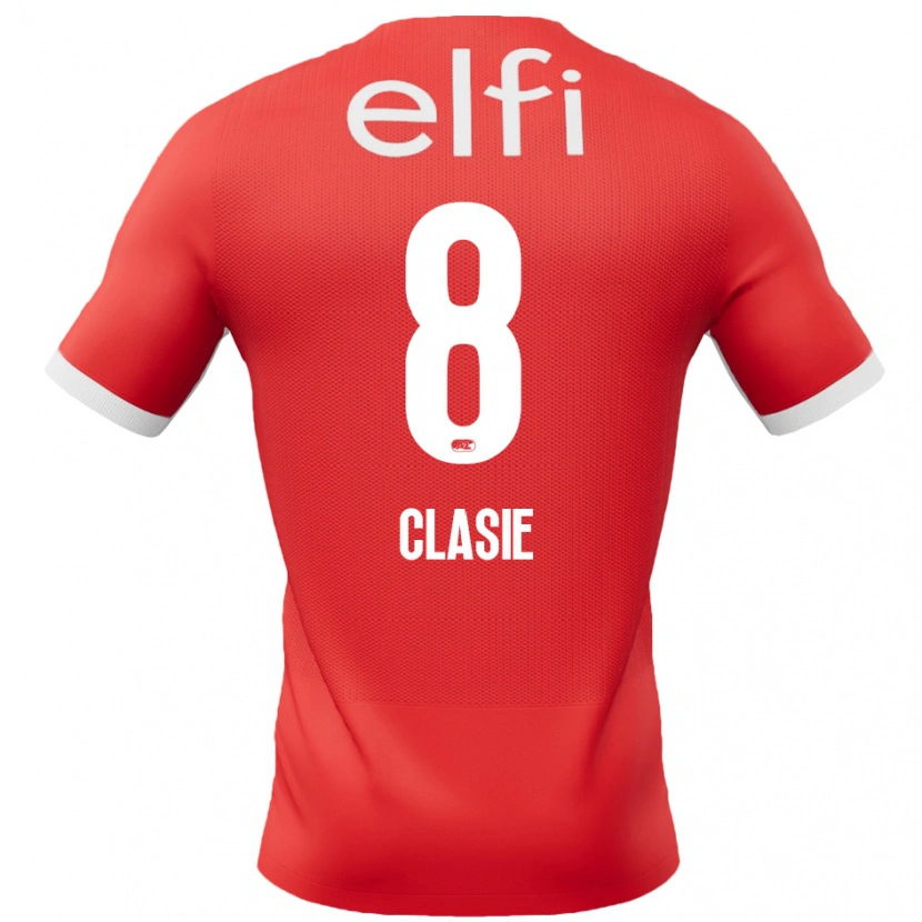 Danxen Enfant Maillot Jordy Clasie #8 Rouge Blanc Tenues Domicile 2024/25 T-Shirt