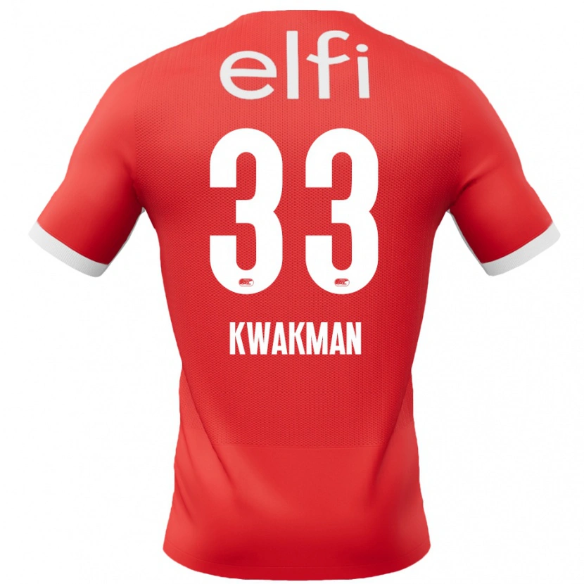 Danxen Enfant Maillot Dave Kwakman #33 Rouge Blanc Tenues Domicile 2024/25 T-Shirt