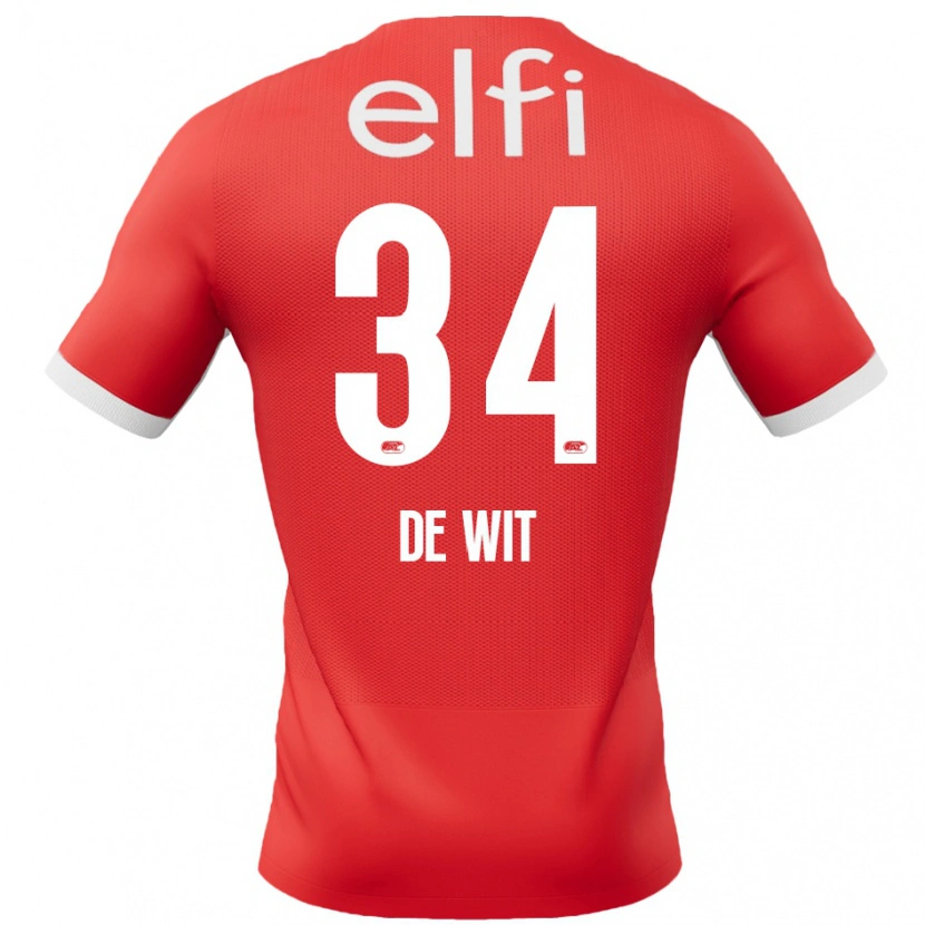 Danxen Enfant Maillot Mees De Wit #34 Rouge Blanc Tenues Domicile 2024/25 T-Shirt