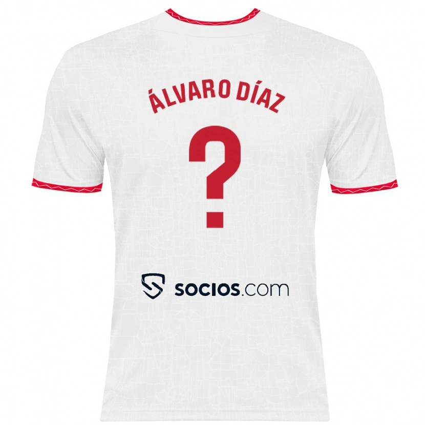 Danxen Enfant Maillot Álvaro Díaz #0 Blanc Rouge Tenues Domicile 2024/25 T-Shirt