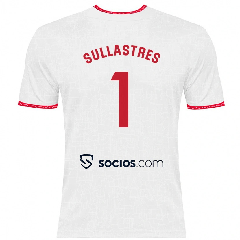 Danxen Enfant Maillot Esther Sullastres #1 Blanc Rouge Tenues Domicile 2024/25 T-Shirt