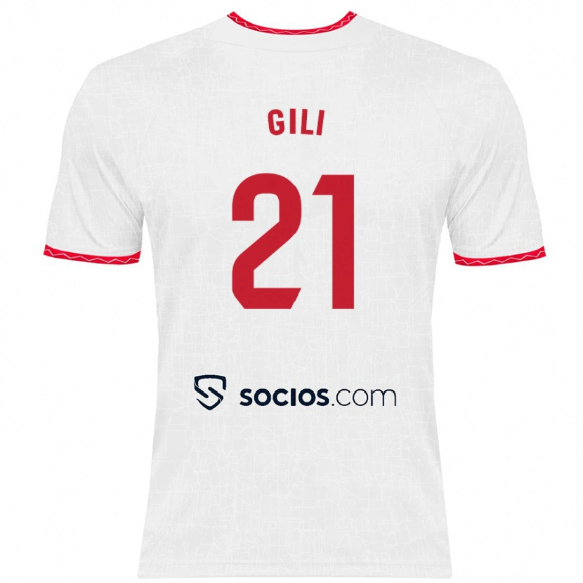 Danxen Enfant Maillot Gemma Gili #21 Blanc Rouge Tenues Domicile 2024/25 T-Shirt