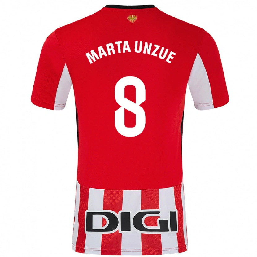 Danxen Enfant Maillot Marta Unzué Urdániz #8 Rouge Blanc Tenues Domicile 2024/25 T-Shirt