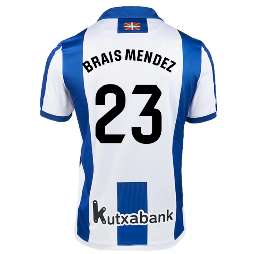Danxen Enfant Maillot Brais Méndez #23 Blanc Bleu Tenues Domicile 2024/25 T-Shirt