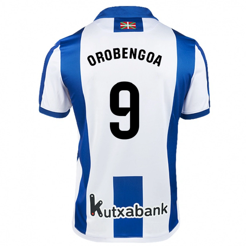 Danxen Enfant Maillot Ekain Orobengoa #9 Blanc Bleu Tenues Domicile 2024/25 T-Shirt