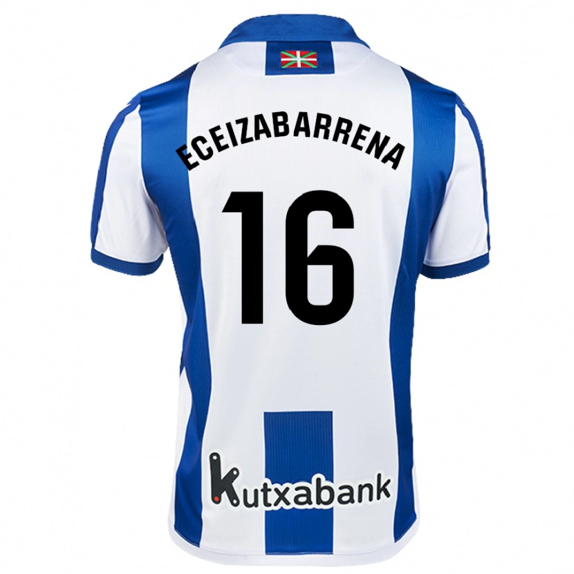 Danxen Enfant Maillot Jon Eceizabarrena #16 Blanc Bleu Tenues Domicile 2024/25 T-Shirt