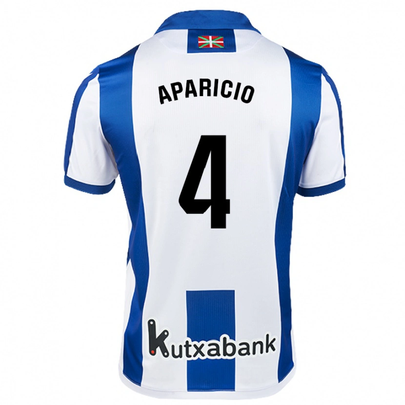 Danxen Enfant Maillot Nahia Aparicio #4 Blanc Bleu Tenues Domicile 2024/25 T-Shirt