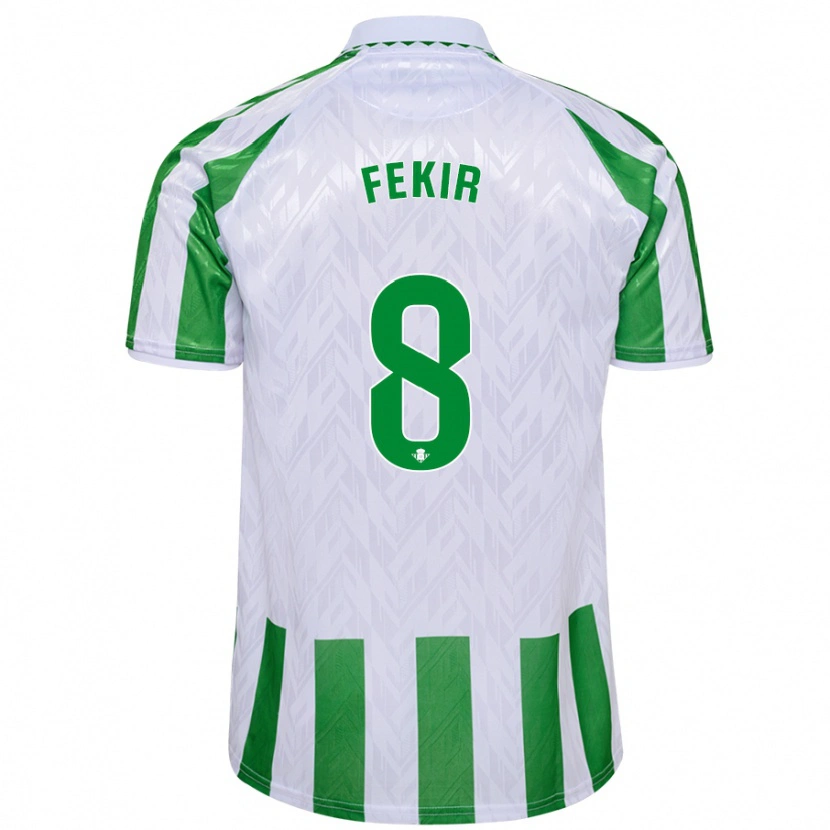 Danxen Enfant Maillot Nabil Fekir #8 Rayures Vertes Et Blanches Tenues Domicile 2024/25 T-Shirt