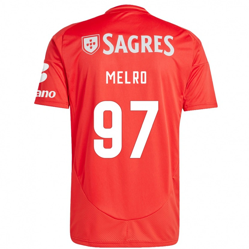 Danxen Enfant Maillot José Melro #97 Rouge Blanc Tenues Domicile 2024/25 T-Shirt