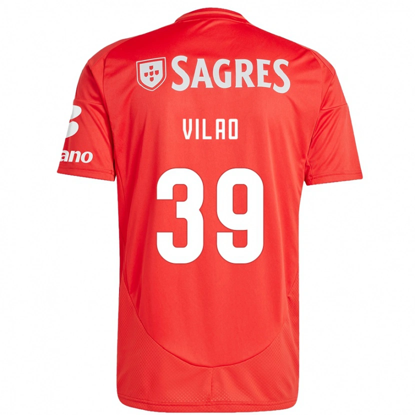 Danxen Enfant Maillot Carolina Vilao #39 Rouge Blanc Tenues Domicile 2024/25 T-Shirt