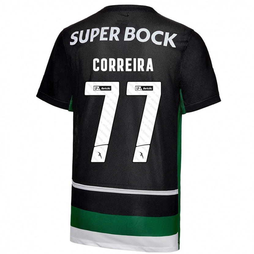 Danxen Enfant Maillot Alicia Figueiredo Lima Correia #77 Noir Blanc Vert Tenues Domicile 2024/25 T-Shirt