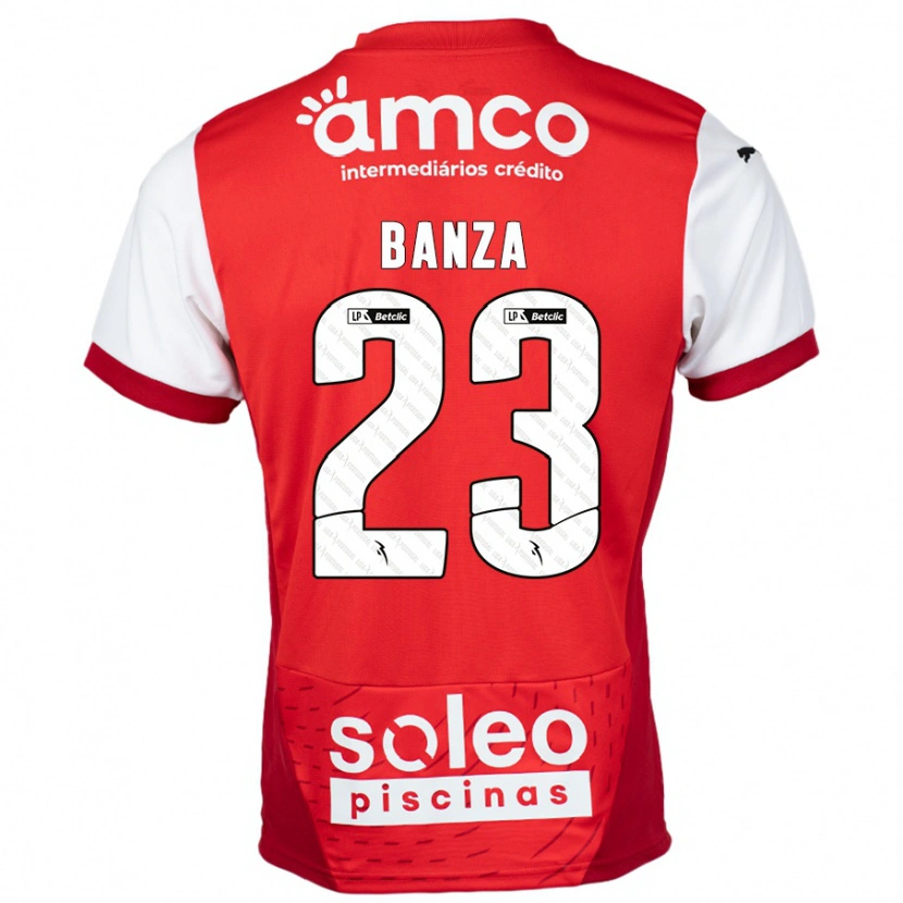Danxen Enfant Maillot Simon Banza #23 Rouge Blanc Tenues Domicile 2024/25 T-Shirt