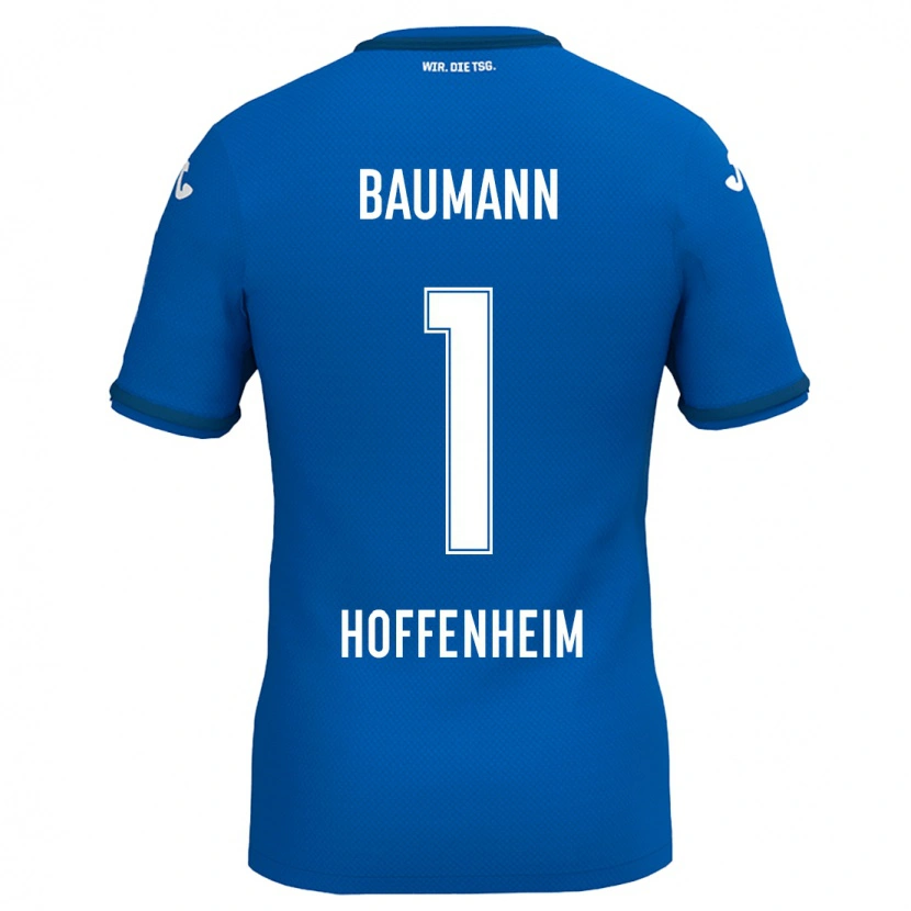 Danxen Enfant Maillot Oliver Baumann #1 Bleu Royal Tenues Domicile 2024/25 T-Shirt