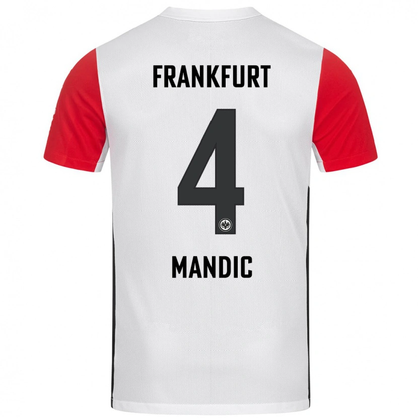 Danxen Enfant Maillot Kristian Mandic #4 Blanc Rouge Tenues Domicile 2024/25 T-Shirt