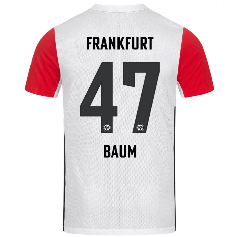 Danxen Enfant Maillot Elias Baum #47 Blanc Rouge Tenues Domicile 2024/25 T-Shirt