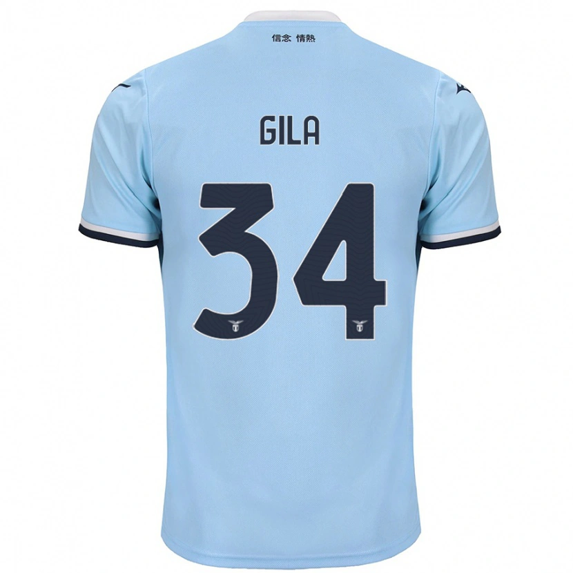 Danxen Enfant Maillot Mario Gila #34 Bleu Tenues Domicile 2024/25 T-Shirt