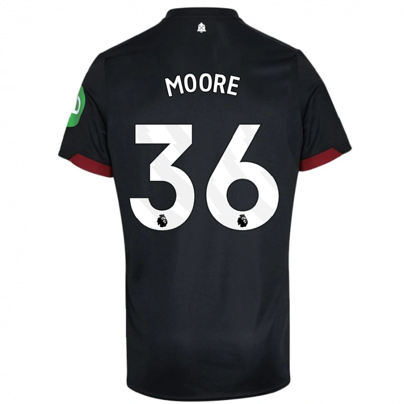 Danxen Enfant Maillot Sean Moore #36 Noir Blanc Tenues Extérieur 2024/25 T-Shirt