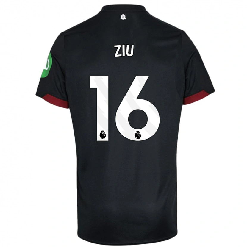 Danxen Enfant Maillot Jessica Ziu #16 Noir Blanc Tenues Extérieur 2024/25 T-Shirt