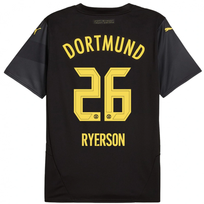 Danxen Enfant Maillot Julian Ryerson #26 Noir Jaune Tenues Extérieur 2024/25 T-Shirt