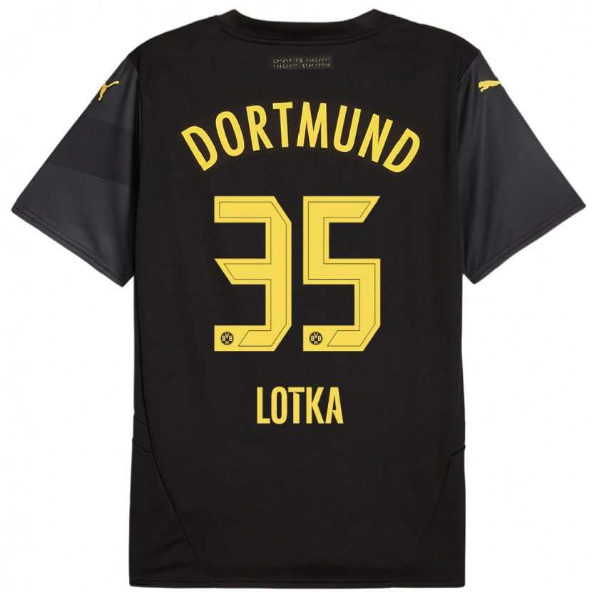 Danxen Enfant Maillot Marcel Lotka #35 Noir Jaune Tenues Extérieur 2024/25 T-Shirt