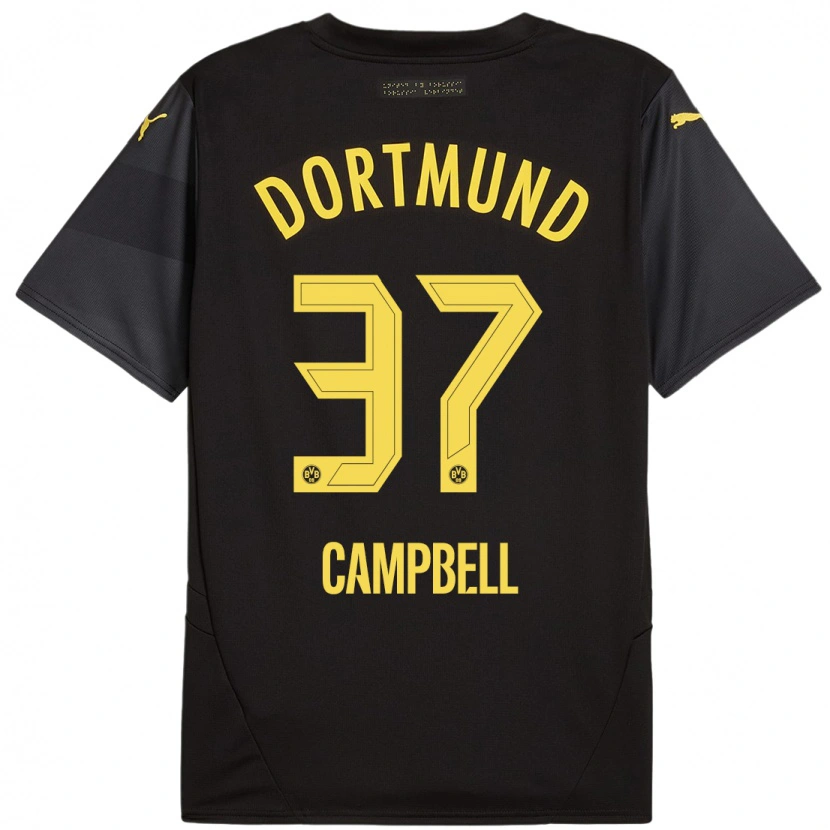 Danxen Enfant Maillot Cole Campbell #37 Noir Jaune Tenues Extérieur 2024/25 T-Shirt