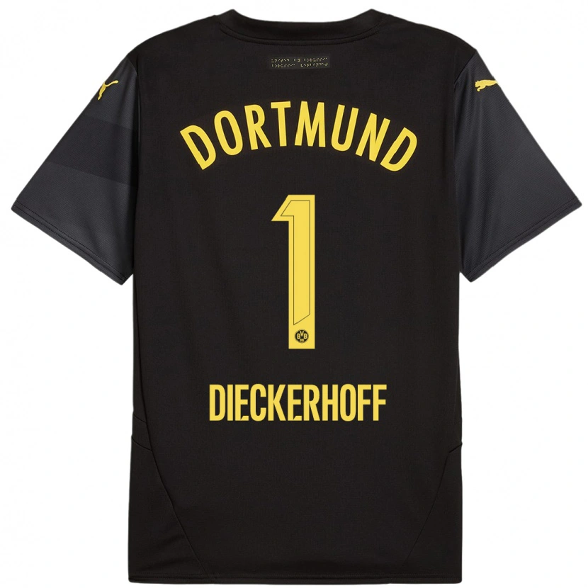 Danxen Enfant Maillot Max Dieckerhoff #1 Noir Jaune Tenues Extérieur 2024/25 T-Shirt