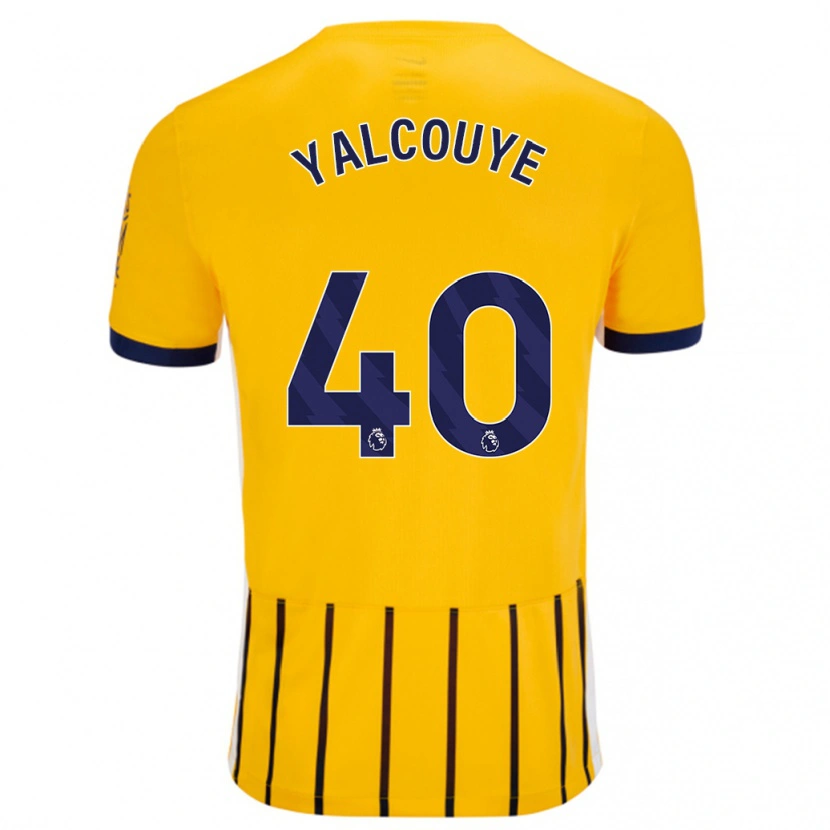 Danxen Enfant Maillot Malick Junior Yalcouyé #40 Doré Bleu À Fines Rayures Tenues Extérieur 2024/25 T-Shirt