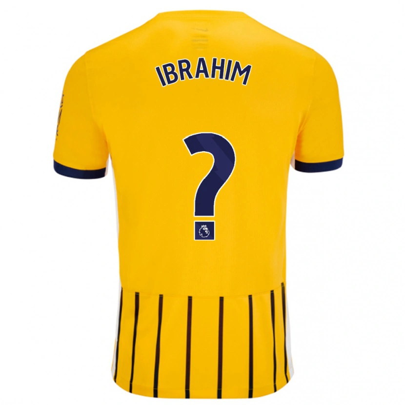 Danxen Enfant Maillot Younes Ibrahim #0 Doré Bleu À Fines Rayures Tenues Extérieur 2024/25 T-Shirt