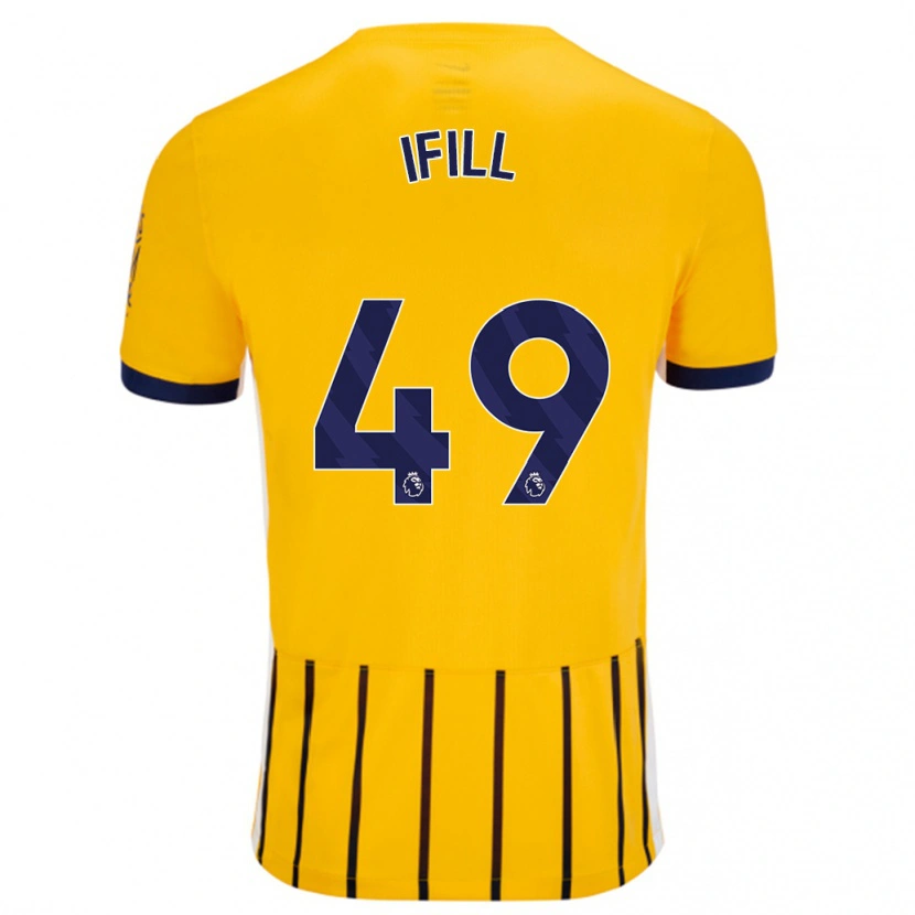 Danxen Enfant Maillot Marcus Ifill #49 Doré Bleu À Fines Rayures Tenues Extérieur 2024/25 T-Shirt