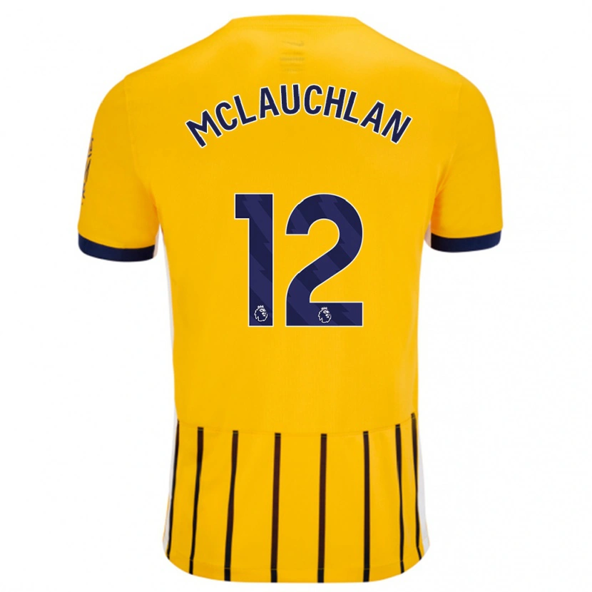 Danxen Enfant Maillot Rachel Mclauchlan #12 Doré Bleu À Fines Rayures Tenues Extérieur 2024/25 T-Shirt