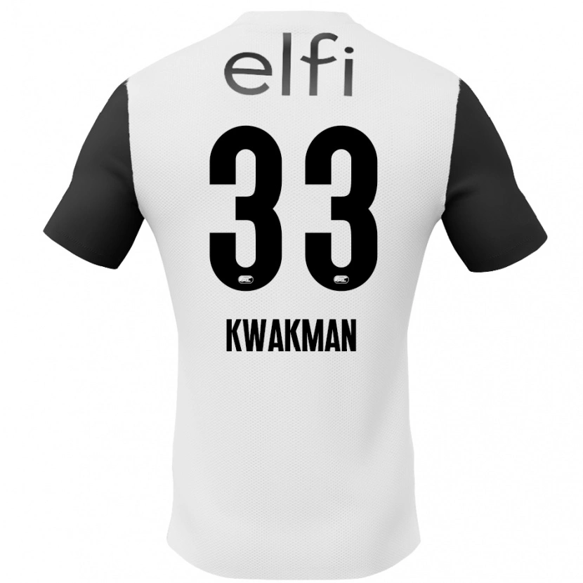 Danxen Enfant Maillot Dave Kwakman #33 Blanc Noir Tenues Extérieur 2024/25 T-Shirt
