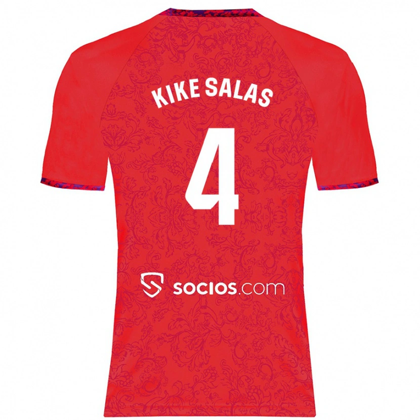 Danxen Enfant Maillot Kike Salas #4 Rouge Tenues Extérieur 2024/25 T-Shirt