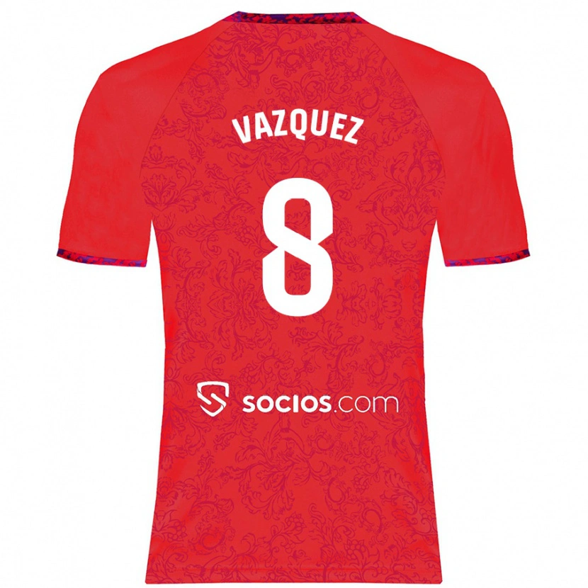 Danxen Enfant Maillot Manolo Vázquez #8 Rouge Tenues Extérieur 2024/25 T-Shirt