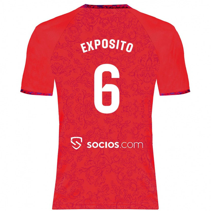 Danxen Enfant Maillot Marcelo Expósito #6 Rouge Tenues Extérieur 2024/25 T-Shirt