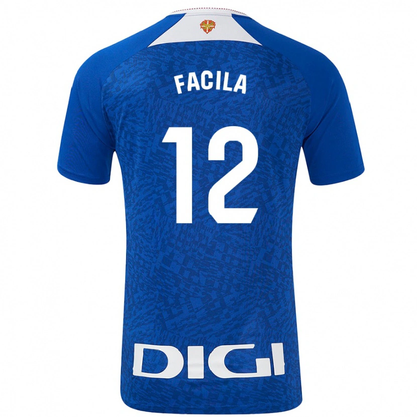 Danxen Enfant Maillot Garazi Facila #12 Bleu Roi Tenues Extérieur 2024/25 T-Shirt